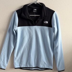 The North Face Women’s Black and Light Blue Zip-Up Fleece